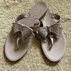 Salvatore Ferragamo beige jelly bow Bali flip flop